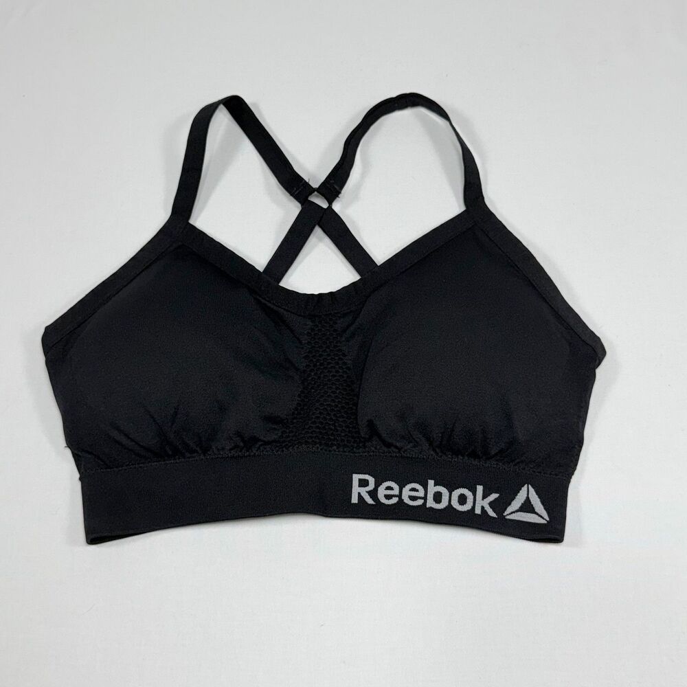 Crossback Mesh Panel Reebok Black Nylon Sports Bra Size XL X-Large
